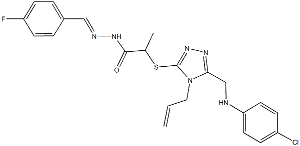 2-({4-allyl-5-[(4-chloroanilino)methyl]-4H-1,2,4-triazol-3-yl}sulfanyl)-N'-(4-fluorobenzylidene)propanohydrazide 구조식 이미지