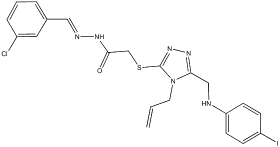 2-({4-allyl-5-[(4-iodoanilino)methyl]-4H-1,2,4-triazol-3-yl}sulfanyl)-N'-(3-chlorobenzylidene)acetohydrazide Structure