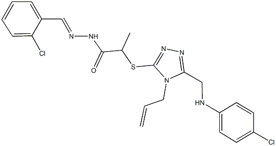 2-({4-allyl-5-[(4-chloroanilino)methyl]-4H-1,2,4-triazol-3-yl}sulfanyl)-N'-(2-chlorobenzylidene)propanohydrazide Structure