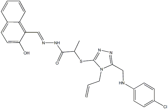 2-({4-allyl-5-[(4-chloroanilino)methyl]-4H-1,2,4-triazol-3-yl}sulfanyl)-N'-[(2-hydroxy-1-naphthyl)methylene]propanohydrazide 구조식 이미지