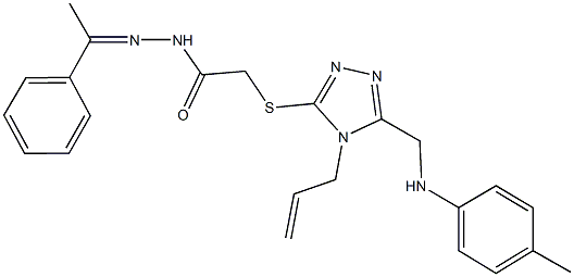2-{[4-allyl-5-(4-toluidinomethyl)-4H-1,2,4-triazol-3-yl]sulfanyl}-N'-(1-phenylethylidene)acetohydrazide 구조식 이미지