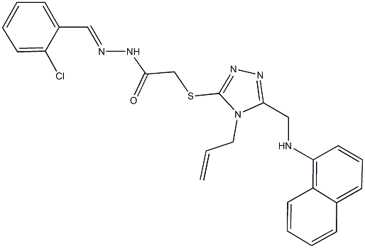2-({4-allyl-5-[(1-naphthylamino)methyl]-4H-1,2,4-triazol-3-yl}sulfanyl)-N'-(2-chlorobenzylidene)acetohydrazide Structure
