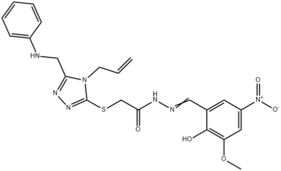 2-{[4-allyl-5-(anilinomethyl)-4H-1,2,4-triazol-3-yl]sulfanyl}-N'-{2-hydroxy-5-nitro-3-methoxybenzylidene}acetohydrazide Structure