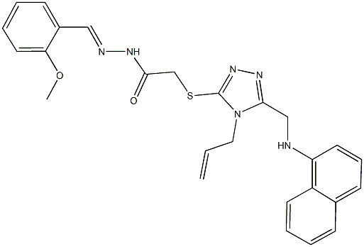 2-({4-allyl-5-[(1-naphthylamino)methyl]-4H-1,2,4-triazol-3-yl}sulfanyl)-N'-(2-methoxybenzylidene)acetohydrazide Structure