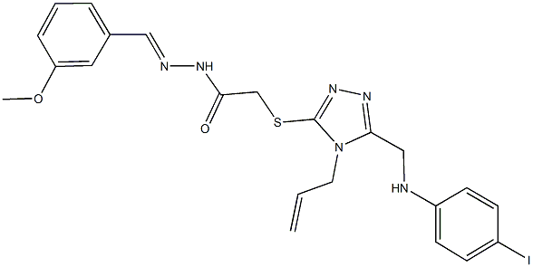 2-({4-allyl-5-[(4-iodoanilino)methyl]-4H-1,2,4-triazol-3-yl}sulfanyl)-N'-(3-methoxybenzylidene)acetohydrazide Structure