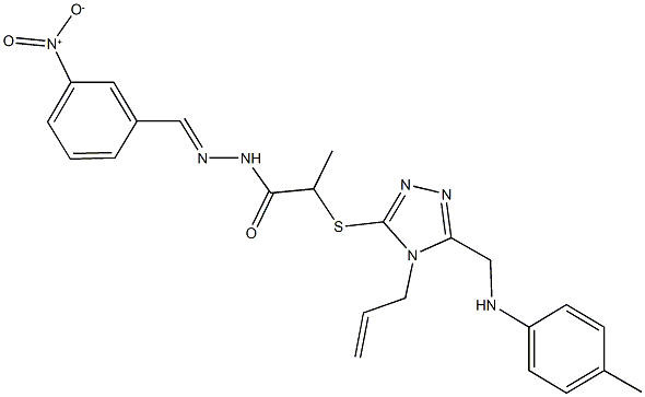 2-{[4-allyl-5-(4-toluidinomethyl)-4H-1,2,4-triazol-3-yl]sulfanyl}-N'-{3-nitrobenzylidene}propanohydrazide Structure