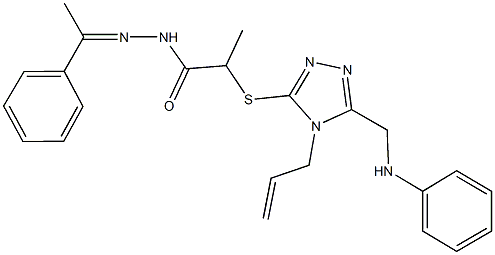 2-{[4-allyl-5-(anilinomethyl)-4H-1,2,4-triazol-3-yl]sulfanyl}-N'-(1-phenylethylidene)propanohydrazide Structure