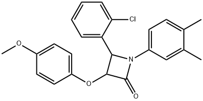 4-(2-chlorophenyl)-1-(3,4-dimethylphenyl)-3-(4-methoxyphenoxy)-2-azetidinone Structure