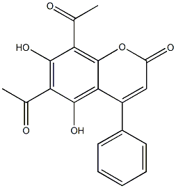 6,8-diacetyl-5,7-dihydroxy-4-phenyl-2H-chromen-2-one 구조식 이미지