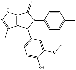 4-(4-hydroxy-3-methoxyphenyl)-3-methyl-5-(4-methylphenyl)-4,5-dihydropyrrolo[3,4-c]pyrazol-6(1H)-one Structure