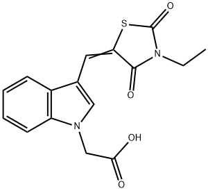 {3-[(3-ethyl-2,4-dioxo-1,3-thiazolidin-5-ylidene)methyl]-1H-indol-1-yl}acetic acid Structure