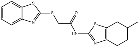 2-(1,3-benzothiazol-2-ylsulfanyl)-N-(6-methyl-4,5,6,7-tetrahydro-1,3-benzothiazol-2-yl)acetamide 구조식 이미지