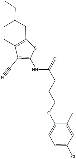 4-(4-chloro-2-methylphenoxy)-N-(3-cyano-6-ethyl-4,5,6,7-tetrahydro-1-benzothien-2-yl)butanamide Structure