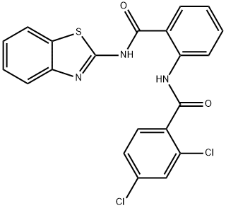 N-{2-[(1,3-benzothiazol-2-ylamino)carbonyl]phenyl}-2,4-dichlorobenzamide 구조식 이미지