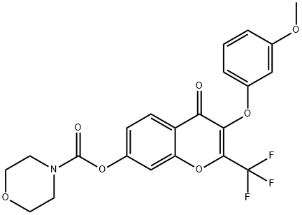 3-(3-methoxyphenoxy)-4-oxo-2-(trifluoromethyl)-4H-chromen-7-yl4-morpholinecarboxylate 구조식 이미지