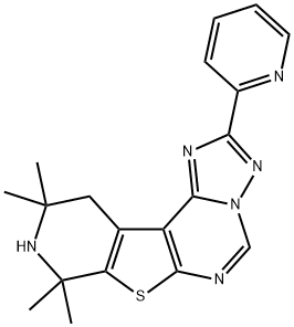 8,8,10,10-tetramethyl-2-(2-pyridinyl)-8,9,10,11-tetrahydropyrido[4',3':4,5]thieno[3,2-e][1,2,4]triazolo[1,5-c]pyrimidine 구조식 이미지