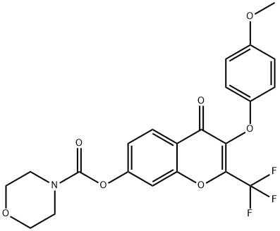 3-(4-methoxyphenoxy)-4-oxo-2-(trifluoromethyl)-4H-chromen-7-yl4-morpholinecarboxylate 구조식 이미지