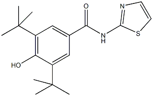 3,5-ditert-butyl-4-hydroxy-N-(1,3-thiazol-2-yl)benzamide 구조식 이미지