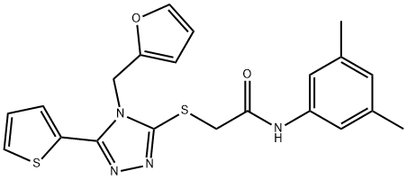 N-(3,5-dimethylphenyl)-2-{[4-(2-furylmethyl)-5-(2-thienyl)-4H-1,2,4-triazol-3-yl]sulfanyl}acetamide 구조식 이미지