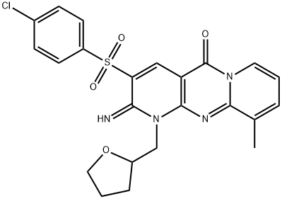 3-[(4-chlorophenyl)sulfonyl]-2-imino-10-methyl-1-(tetrahydro-2-furanylmethyl)-1,2-dihydro-5H-dipyrido[1,2-a:2,3-d]pyrimidin-5-one Structure