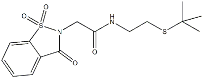 N-[2-(tert-butylsulfanyl)ethyl]-2-(1,1-dioxido-3-oxo-1,2-benzisothiazol-2(3H)-yl)acetamide Structure