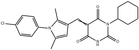 5-{[1-(4-chlorophenyl)-2,5-dimethyl-1H-pyrrol-3-yl]methylene}-1-cyclohexyl-2,4,6(1H,3H,5H)-pyrimidinetrione Structure