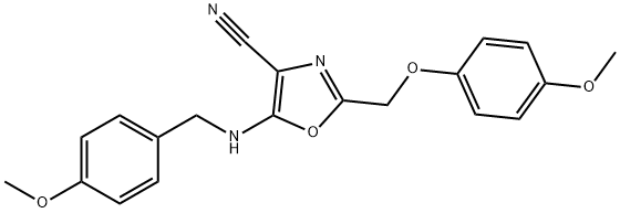 5-[(4-methoxybenzyl)amino]-2-[(4-methoxyphenoxy)methyl]-1,3-oxazole-4-carbonitrile Structure