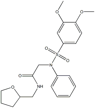 2-{[(3,4-dimethoxyphenyl)sulfonyl]anilino}-N-(tetrahydro-2-furanylmethyl)acetamide 구조식 이미지