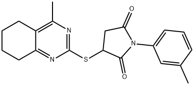 1-(3-methylphenyl)-3-[(4-methyl-5,6,7,8-tetrahydro-2-quinazolinyl)thio]-2,5-pyrrolidinedione 구조식 이미지