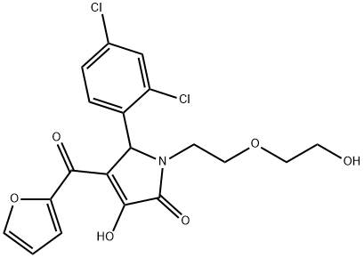 5-(2,4-dichlorophenyl)-4-(2-furoyl)-3-hydroxy-1-[2-(2-hydroxyethoxy)ethyl]-1,5-dihydro-2H-pyrrol-2-one Structure