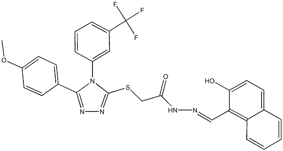 N'-[(2-hydroxy-1-naphthyl)methylene]-2-({5-(4-methoxyphenyl)-4-[3-(trifluoromethyl)phenyl]-4H-1,2,4-triazol-3-yl}sulfanyl)acetohydrazide 구조식 이미지