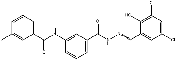 N-(3-{[2-(3,5-dichloro-2-hydroxybenzylidene)hydrazino]carbonyl}phenyl)-3-methylbenzamide 구조식 이미지