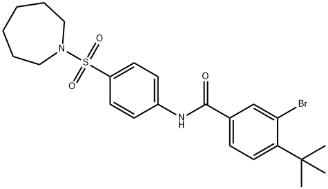 N-[4-(1-azepanylsulfonyl)phenyl]-3-bromo-4-tert-butylbenzamide 구조식 이미지