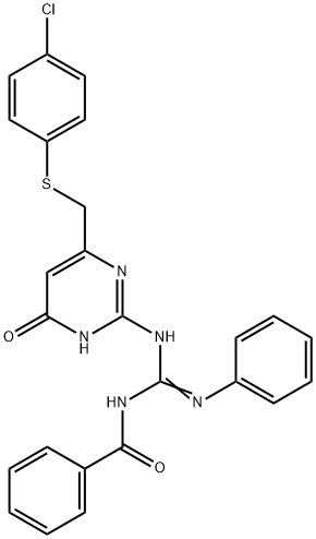 N''-benzoyl-N-(6-{[(4-chlorophenyl)thio]methyl}-4-oxo-1,4-dihydro-2-pyrimidinyl)-N'-phenylguanidine 구조식 이미지