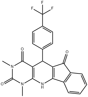 1,3-dimethyl-5-[4-(trifluoromethyl)phenyl]-5,11-dihydro-1H-indeno[2',1':5,6]pyrido[2,3-d]pyrimidine-2,4,6(3H)-trione 구조식 이미지