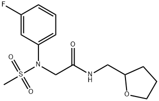 2-[3-fluoro(methylsulfonyl)anilino]-N-(tetrahydro-2-furanylmethyl)acetamide Structure