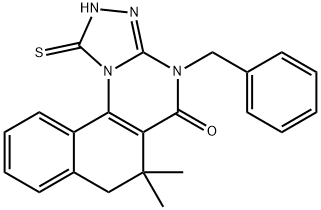 4-benzyl-6,6-dimethyl-1-sulfanyl-6,7-dihydrobenzo[h][1,2,4]triazolo[4,3-a]quinazolin-5(4H)-one 구조식 이미지