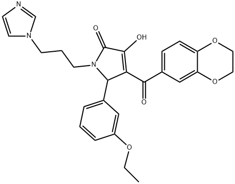 4-(2,3-dihydro-1,4-benzodioxin-6-ylcarbonyl)-5-(3-ethoxyphenyl)-3-hydroxy-1-[3-(1H-imidazol-1-yl)propyl]-1,5-dihydro-2H-pyrrol-2-one Structure