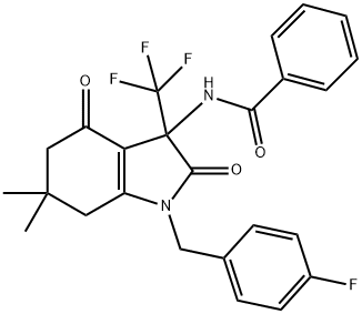 N-[1-(4-fluorobenzyl)-6,6-dimethyl-2,4-dioxo-3-(trifluoromethyl)-2,3,4,5,6,7-hexahydro-1H-indol-3-yl]benzamide Structure