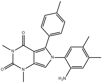 6-(2-amino-4,5-dimethylphenyl)-1,3-dimethyl-5-(4-methylphenyl)-1H-pyrrolo[3,4-d]pyrimidine-2,4(3H,6H)-dione 구조식 이미지