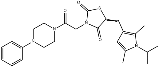 5-[(1-isopropyl-2,5-dimethyl-1H-pyrrol-3-yl)methylene]-3-[2-oxo-2-(4-phenylpiperazin-1-yl)ethyl]-1,3-thiazolidine-2,4-dione 구조식 이미지