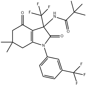 N-{6,6-dimethyl-2,4-dioxo-3-(trifluoromethyl)-1-[3-(trifluoromethyl)phenyl]-2,3,4,5,6,7-hexahydro-1H-indol-3-yl}-2,2-dimethylpropanamide Structure