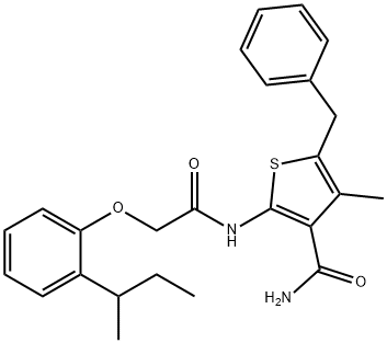 5-benzyl-2-{[(2-sec-butylphenoxy)acetyl]amino}-4-methyl-3-thiophenecarboxamide 구조식 이미지