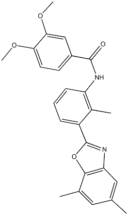 N-[3-(5,7-dimethyl-1,3-benzoxazol-2-yl)-2-methylphenyl]-3,4-dimethoxybenzamide Structure