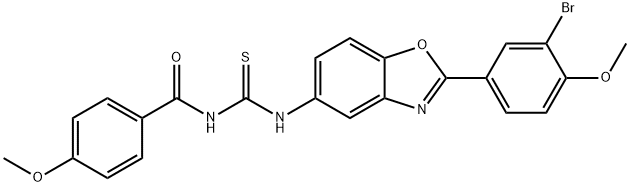 N-[2-(3-bromo-4-methoxyphenyl)-1,3-benzoxazol-5-yl]-N'-(4-methoxybenzoyl)thiourea Structure