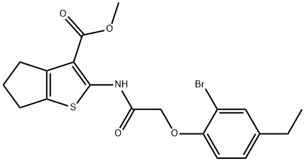 methyl 2-{[(2-bromo-4-ethylphenoxy)acetyl]amino}-5,6-dihydro-4H-cyclopenta[b]thiophene-3-carboxylate Structure