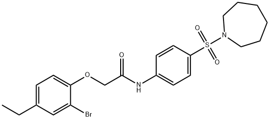 N-[4-(1-azepanylsulfonyl)phenyl]-2-(2-bromo-4-ethylphenoxy)acetamide Structure