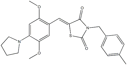 5-[2,5-dimethoxy-4-(1-pyrrolidinyl)benzylidene]-3-(4-methylbenzyl)-1,3-thiazolidine-2,4-dione Structure