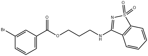 3-[(1,1-dioxido-1,2-benzisothiazol-3-yl)amino]propyl 3-bromobenzoate 구조식 이미지