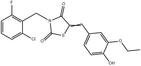 3-(2-chloro-6-fluorobenzyl)-5-(3-ethoxy-4-hydroxybenzylidene)-1,3-thiazolidine-2,4-dione Structure